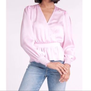 Express: Satin Long Sleeve Peplum Top